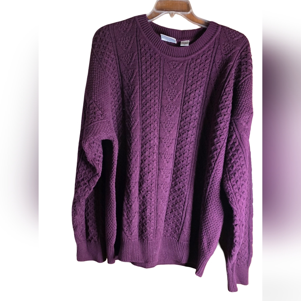 Field Gear Purple Cable Knit Cotton Sweater Size 2X